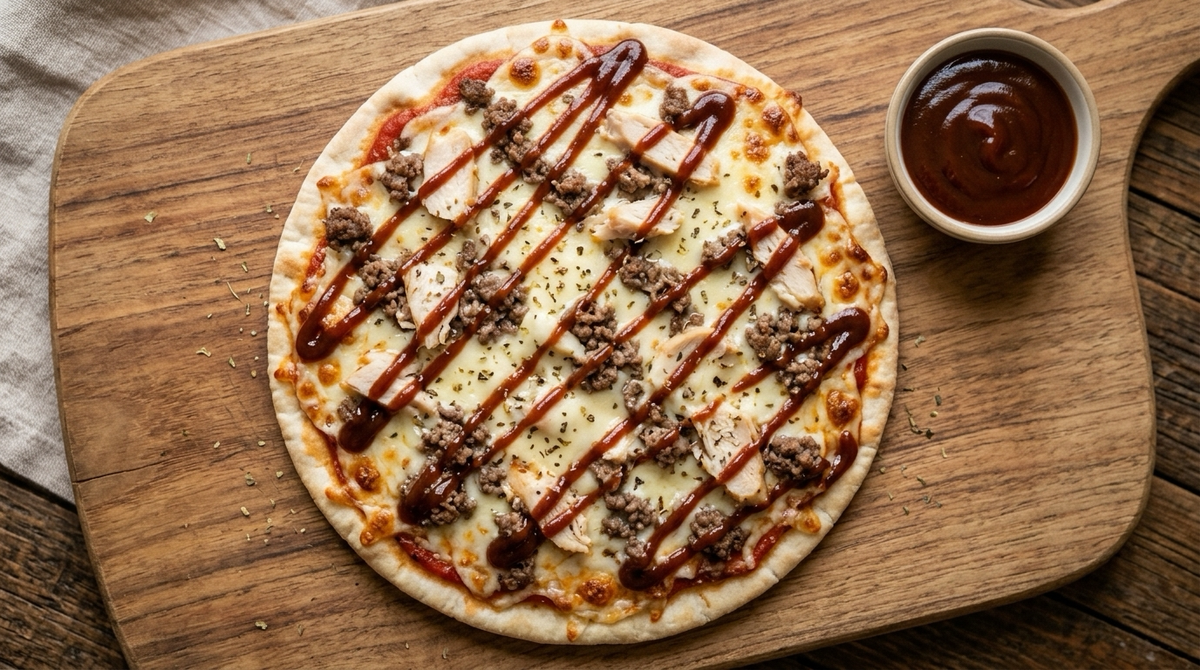 BBQ Three Meat Pita Pizza